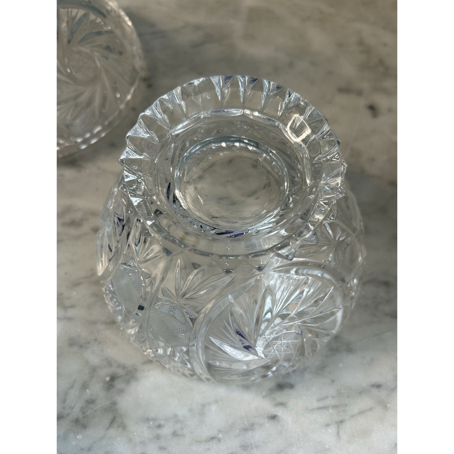 Bohemia Crystal Candy Dish Lidded Vintage Violetta Pinwheel Star of David Clear