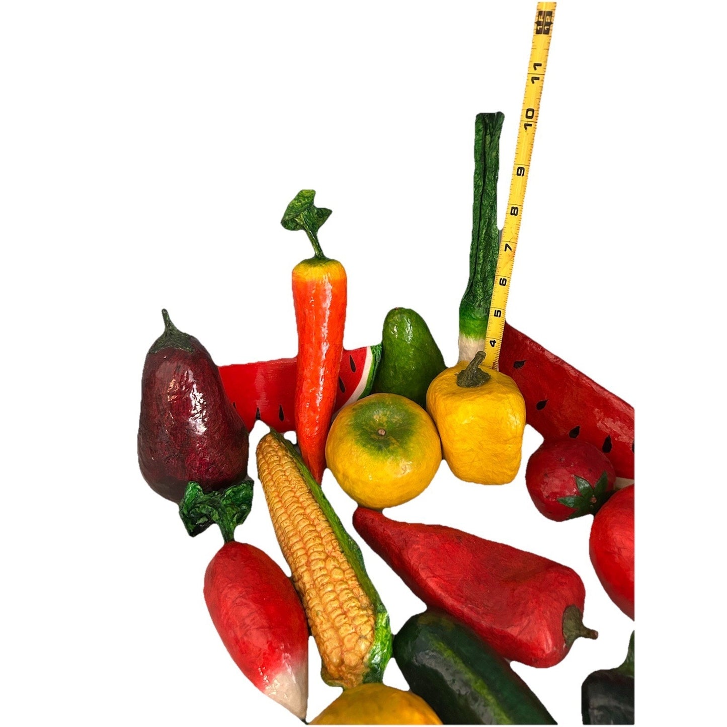 Vintage Paper Mache Handmade 20 Fruits & Vegetables MCM Folk Art faux Fake