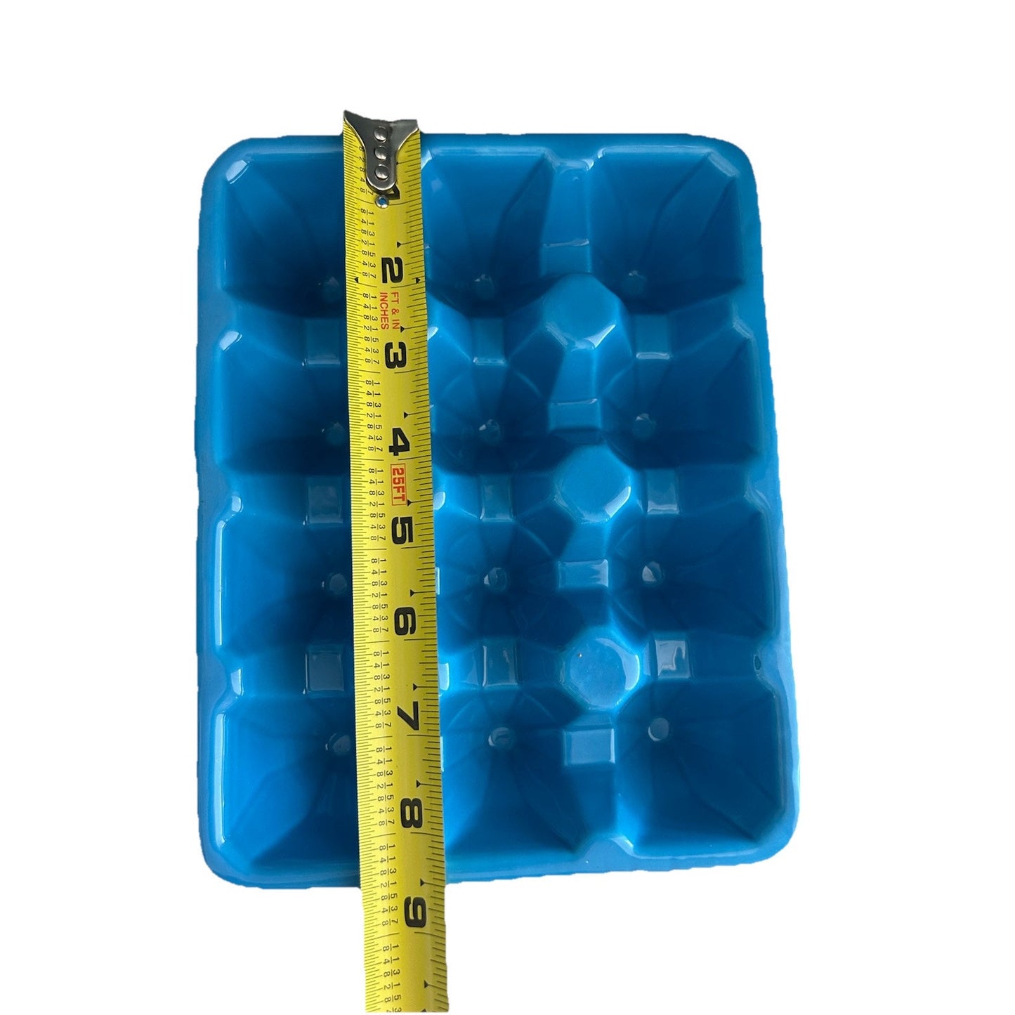 2 Ceramic Blue Egg Crates for Easter Eggs Refrigerator Jelly Belly Cupcake Dish