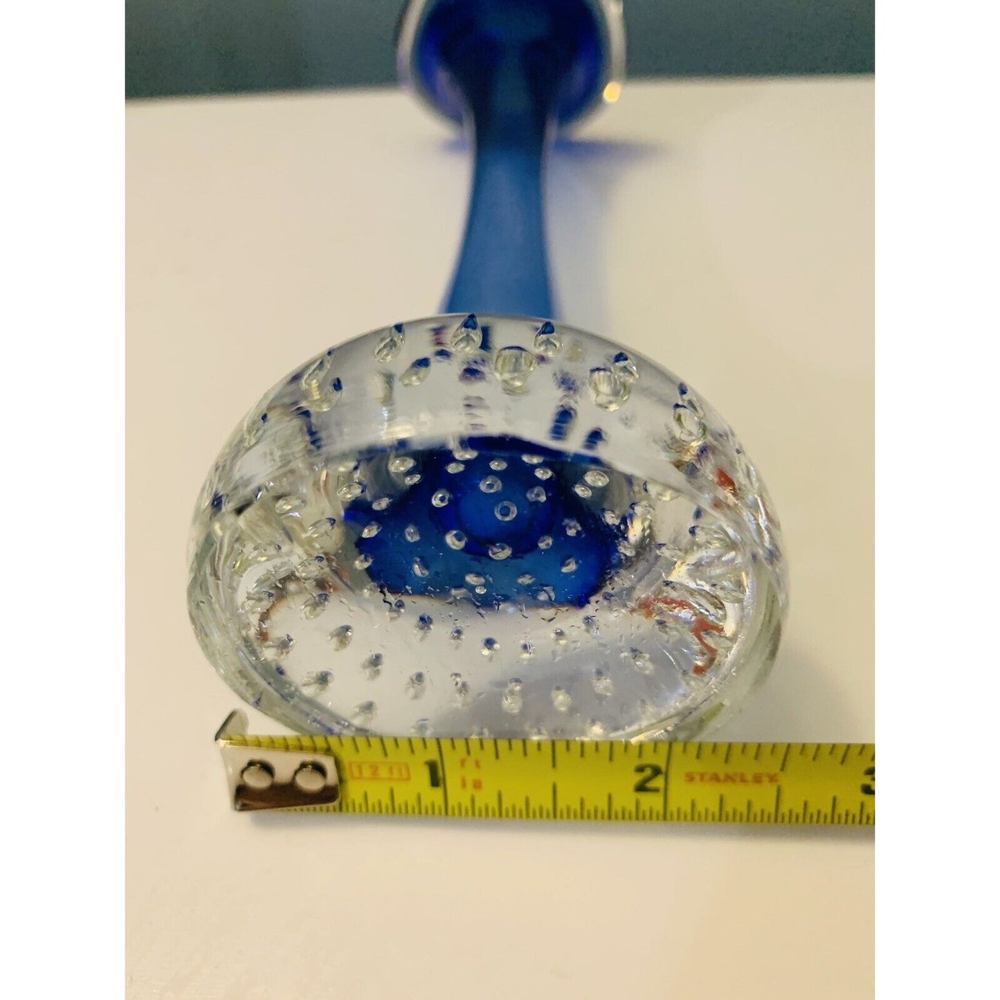 Vintage Cobalt Blue Aseda Glass Bud Vase Controlled Bubble Base