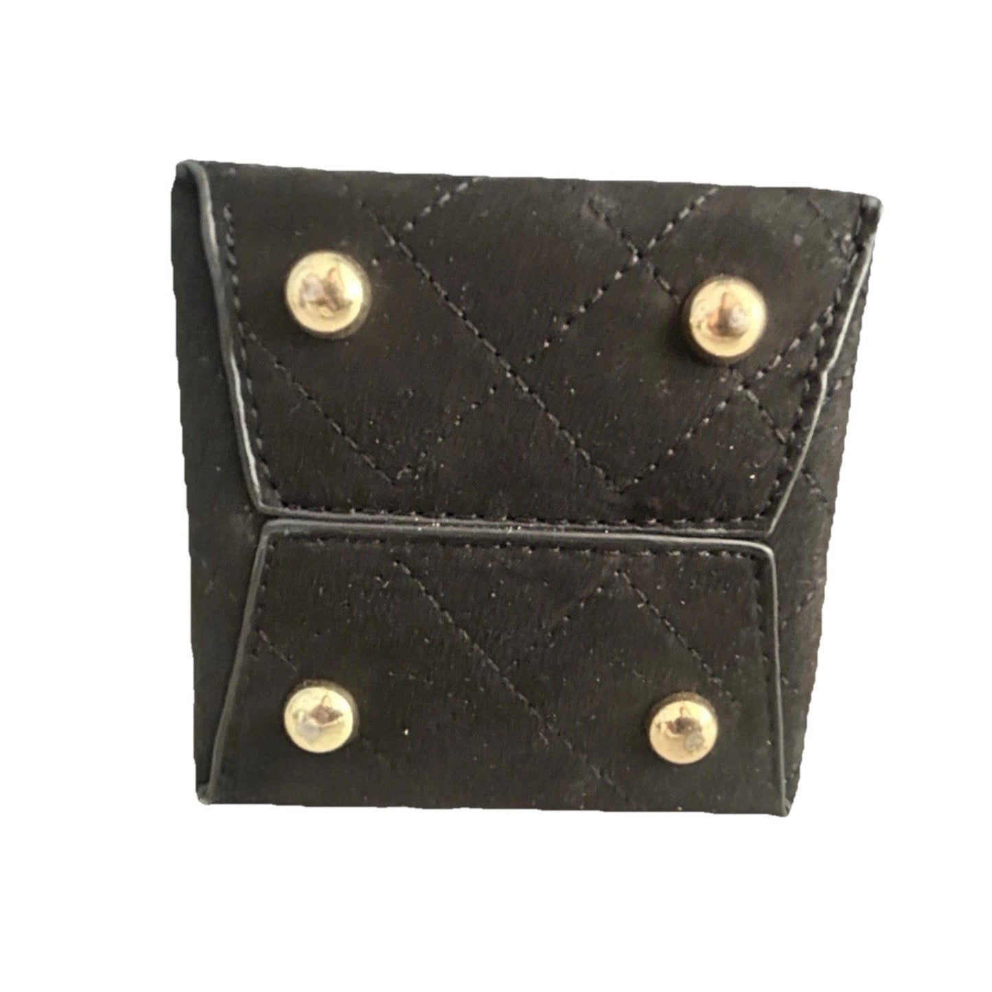 Quilted Mini Drawstring Shoulder Bag Black Pouch Gold Chain Crossbody