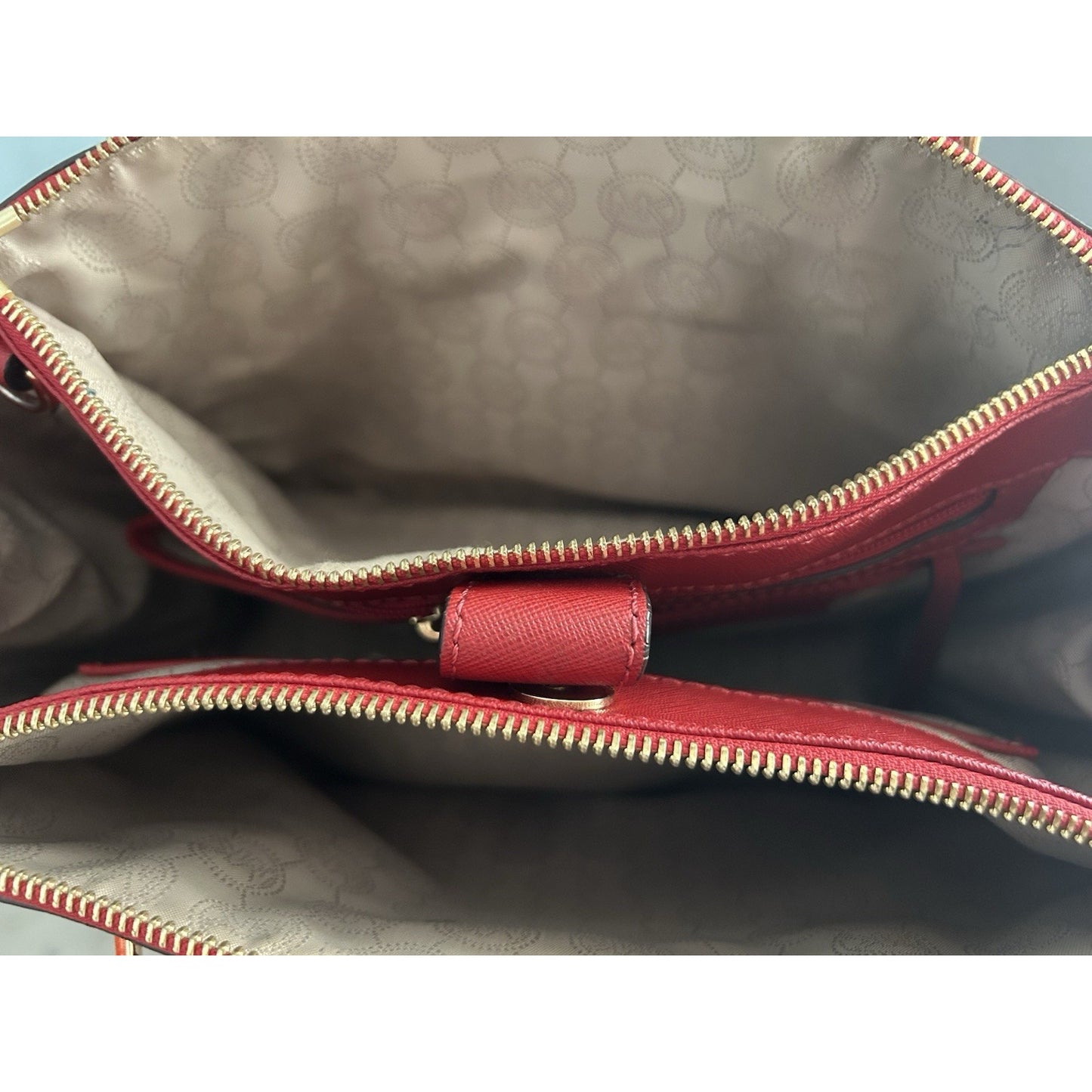 Michael Kors Sutton Red Satchel Saffiano Leather Structured Crossbody Bag MK 328