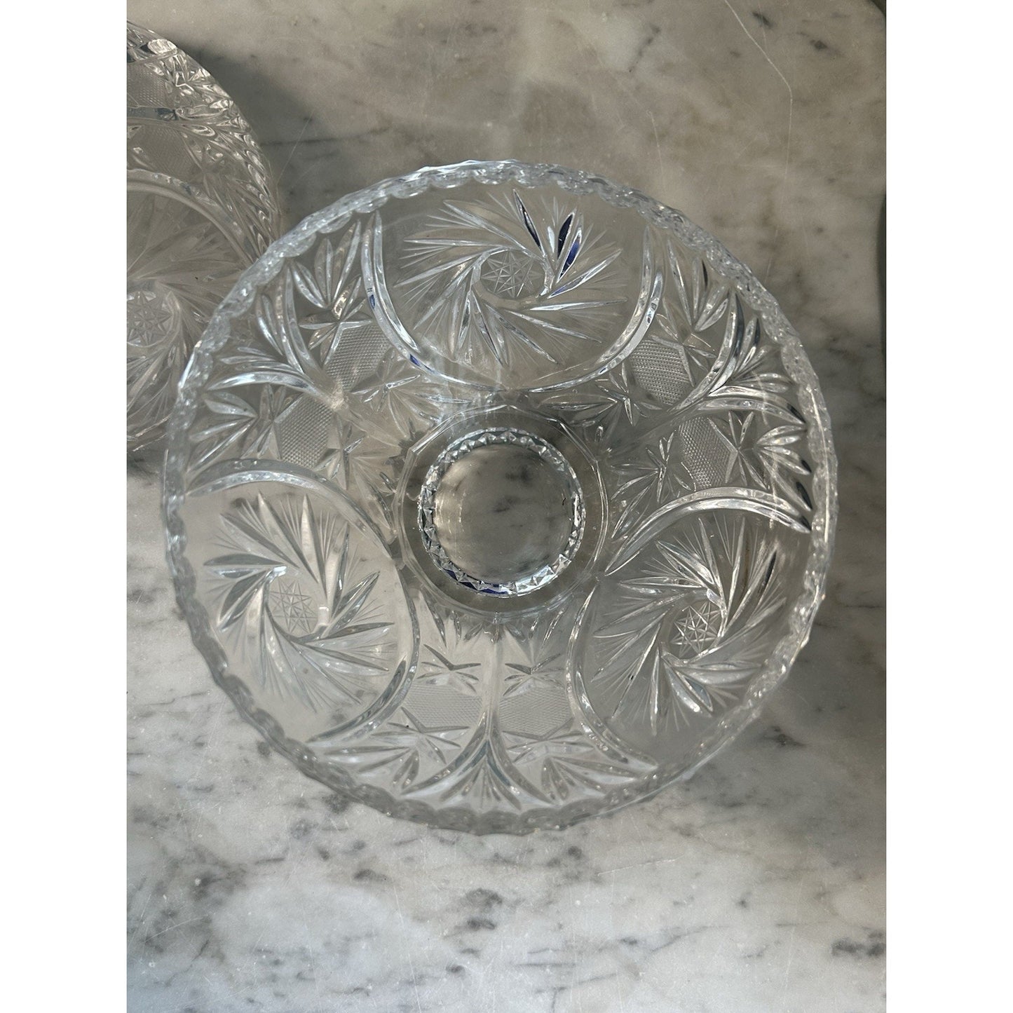 Bohemia Crystal Candy Dish Lidded Vintage Violetta Pinwheel Star of David Clear