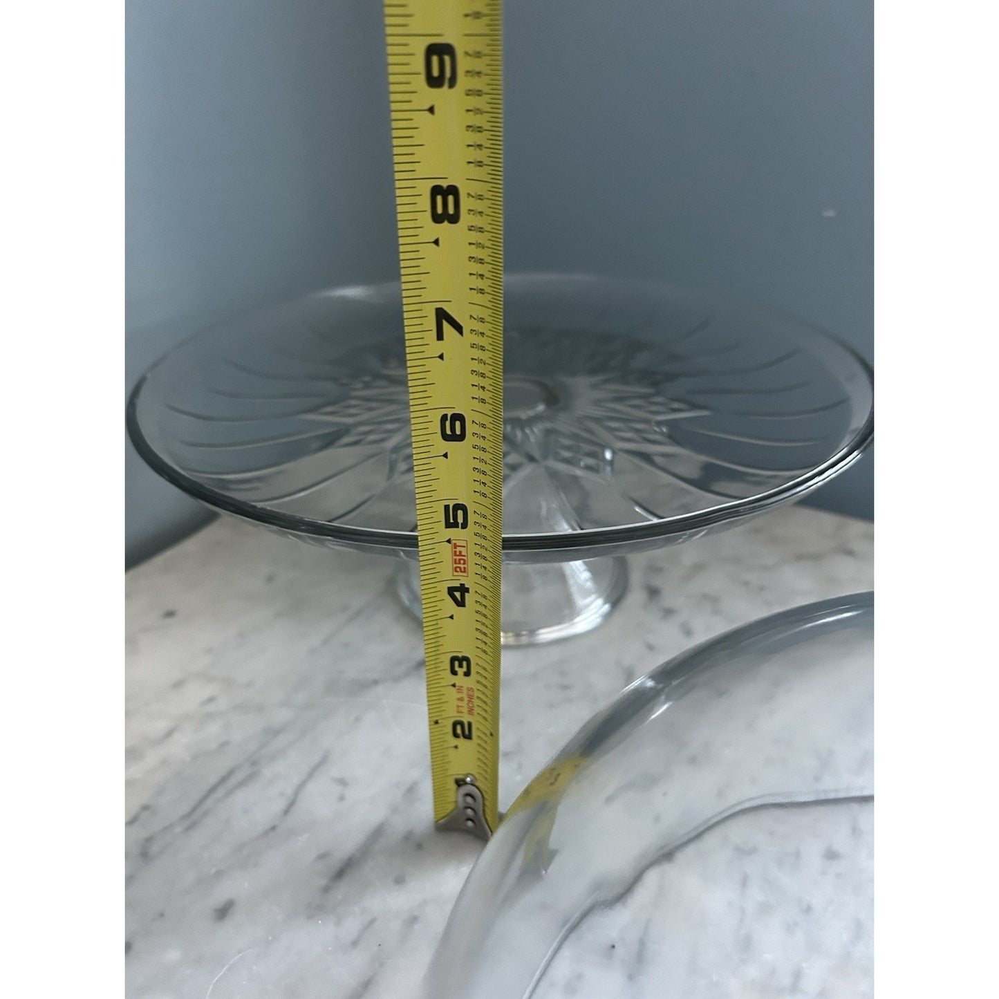 Anchor Hocking Vintage 12” x 12” Canfield 2 Piece Footed Cake Set Clear Glass