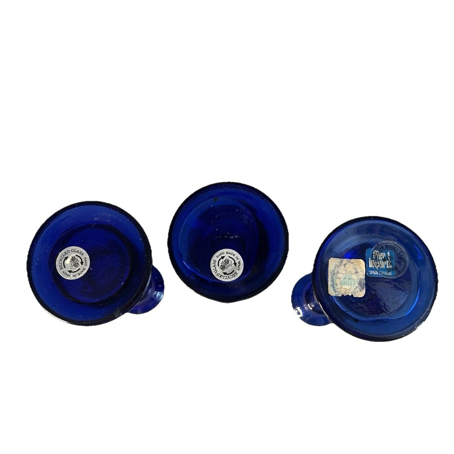 3 Vintage Pier 1 Imports Cobalt Blue Pillar Candle Holder or Vase Recycled Glass