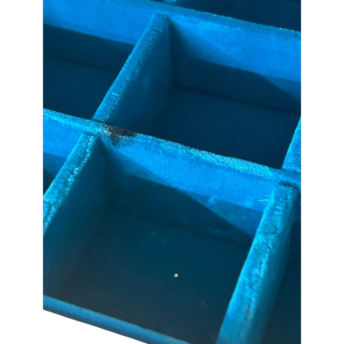 Wooden Jewelry Box 16” Drawers Ring Holder Teal Velvet Interior