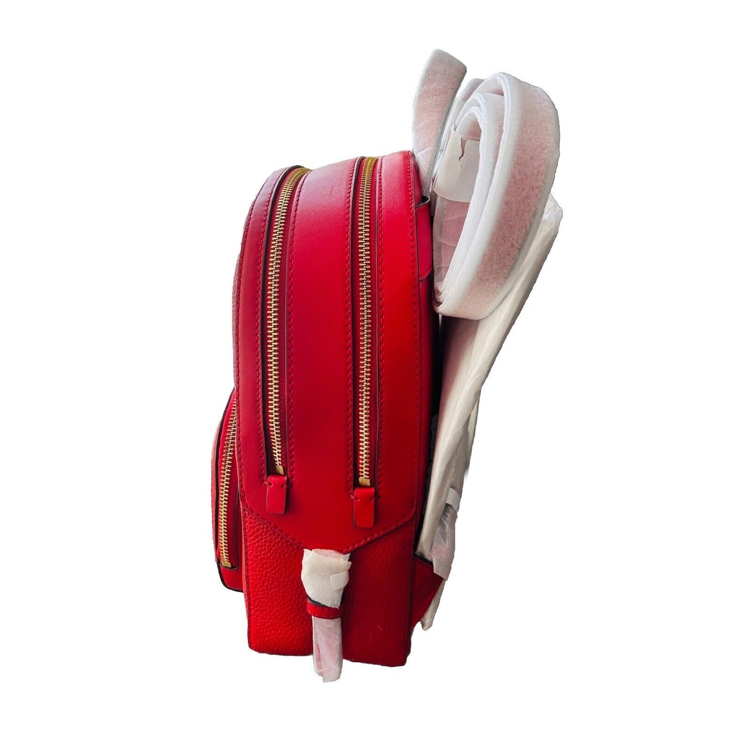 NWT Michael Kors Jaycee Medium Zip Pocket Backpack Leather Bright Red MSRP $498