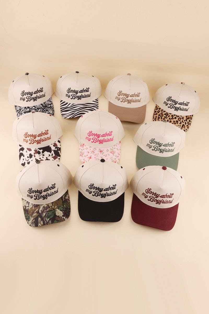 Sorry About My Boyfriend Two Tone Snapback Hat: LEOPARD / 1(ONE SIZE)