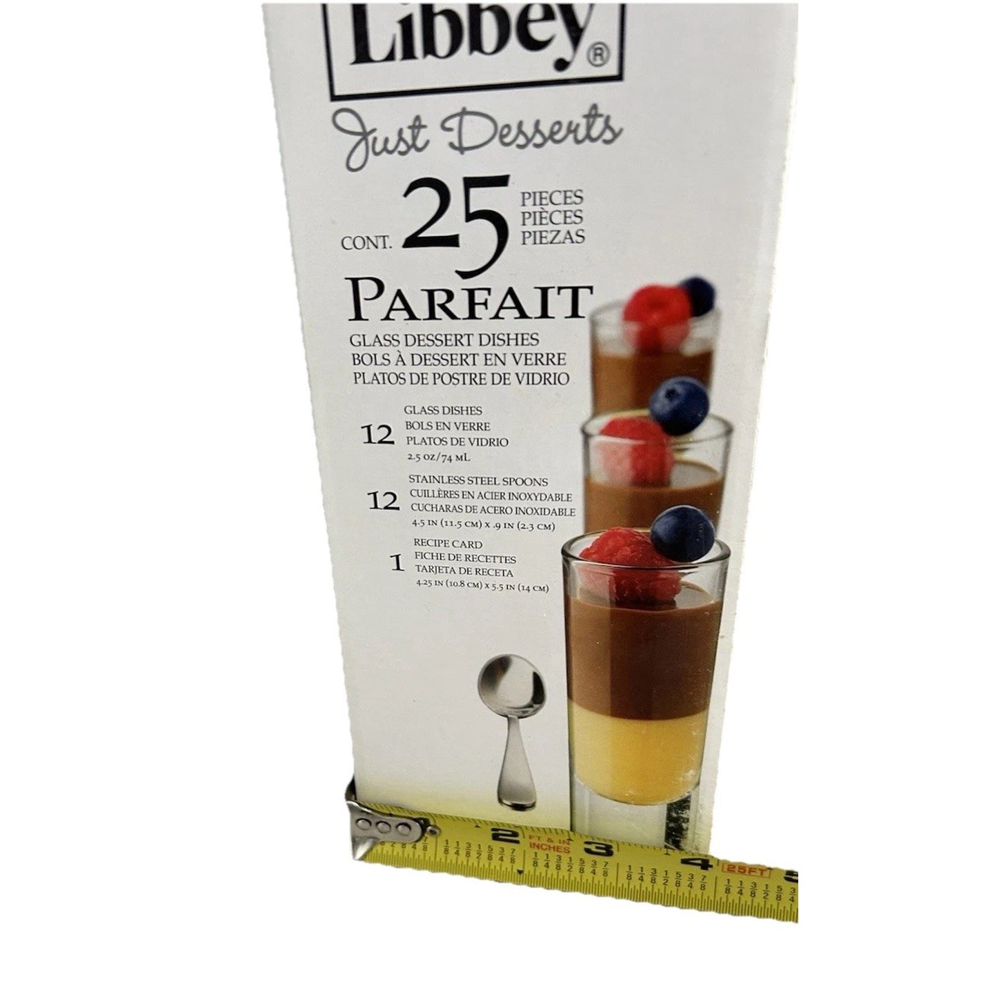 New Libbey Just Desserts Parfait Glass Dishes Spoons 25 Pieces Recipe Card NIB