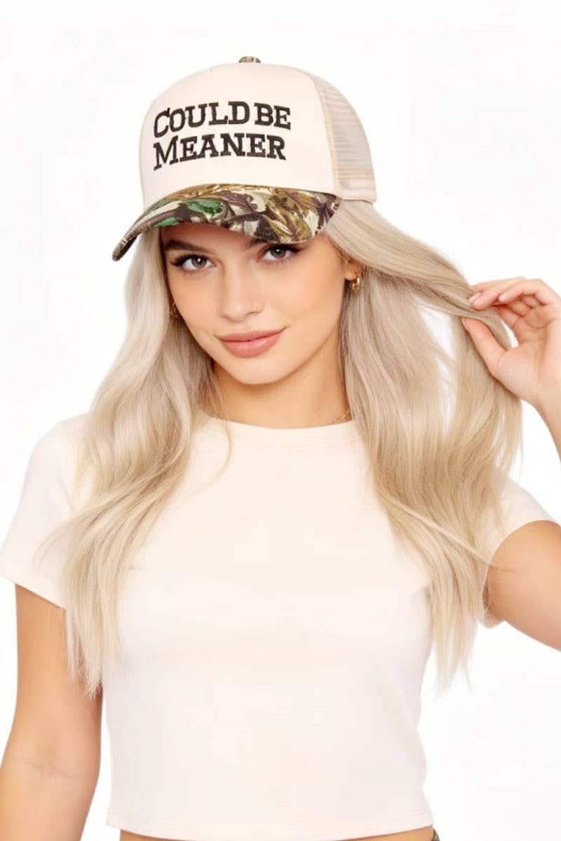 Could Be Meaner Two Tone Mesh Snapback Hat: LEOPARD / 1(ONE SIZE)