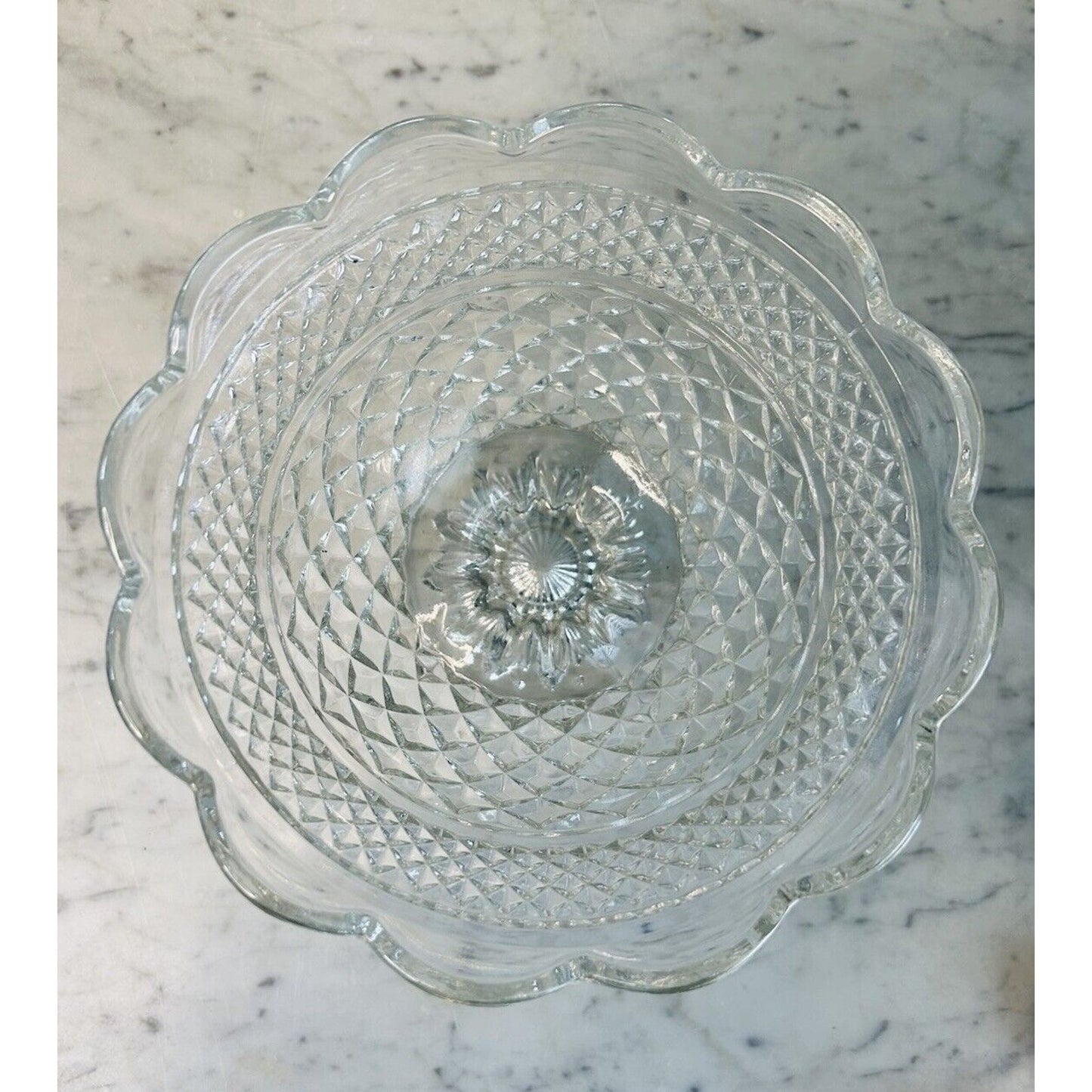 EUC Wexford Crystal 8" Footed Centerpiece Bowl Vintage 1940's Anchor Hocking