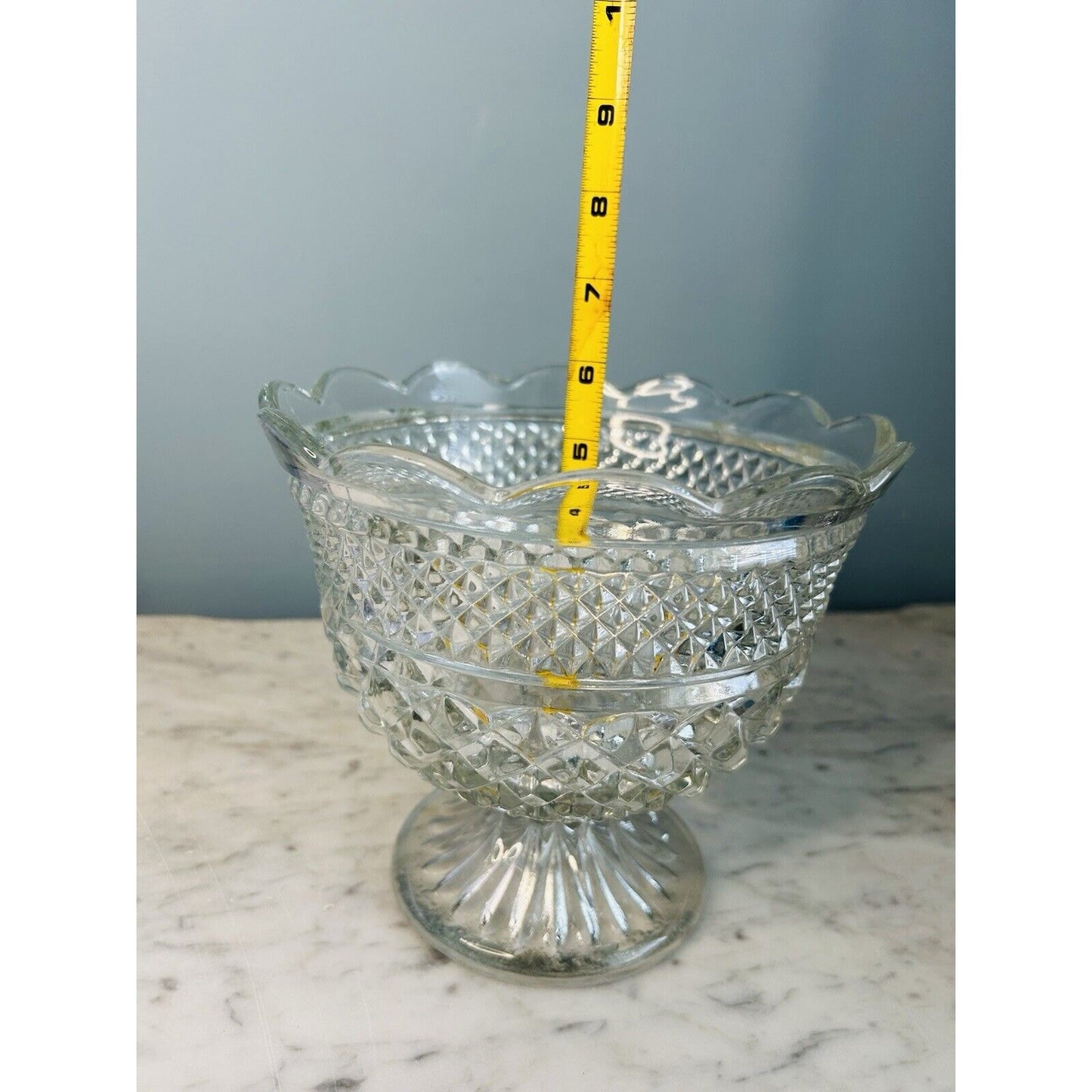 EUC Wexford Crystal 8" Footed Centerpiece Bowl Vintage 1940's Anchor Hocking