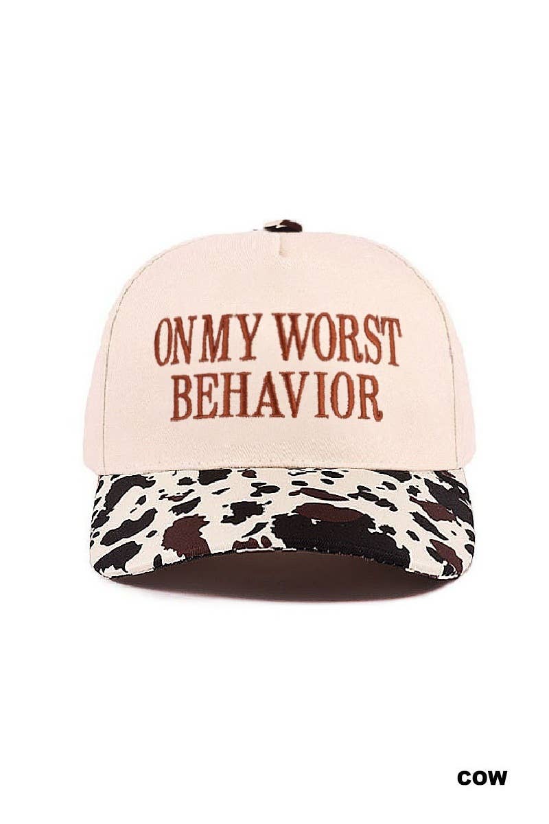 On My Worst Behavior Two Tone Canvas Cotton Cap: DK FOREST / 1(ONE SIZE)