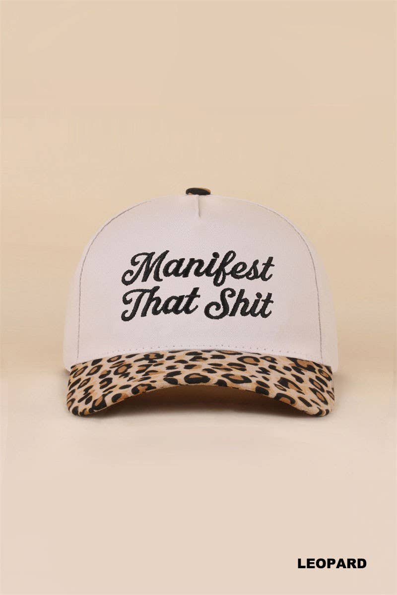 Manifest That Shit Two Tone Snapback Hat: LEOPARD / 1(ONE SIZE)