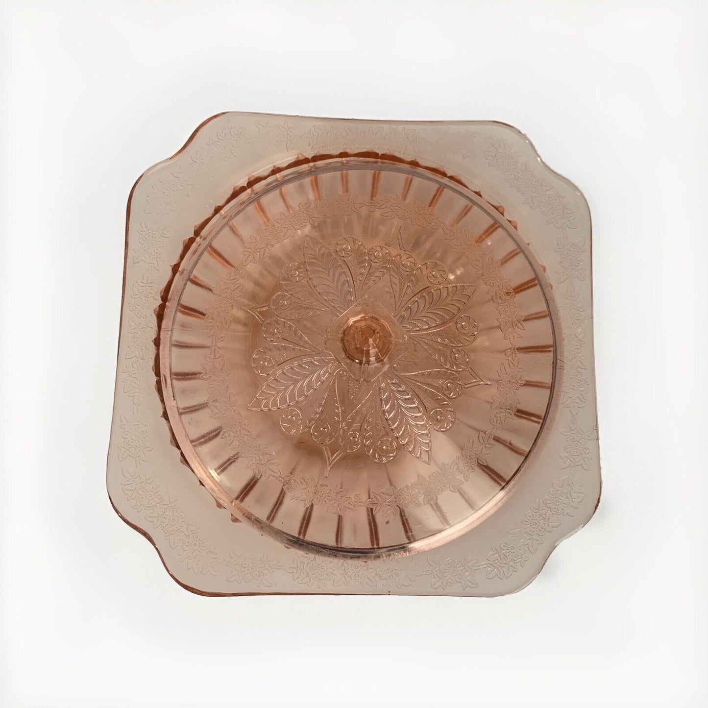 Vintage Jeannette Adam Pink Depression Glass Serving Bowl w/ Lid Vegetable Dish