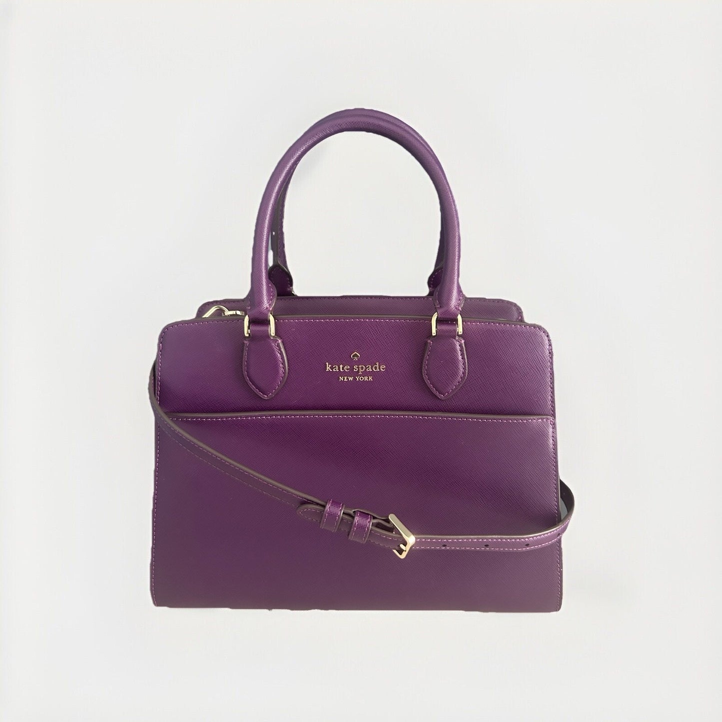 Kate Spade Ripe Plum Madison Saffiano Leather Medium Purple Bag Satchel EUC