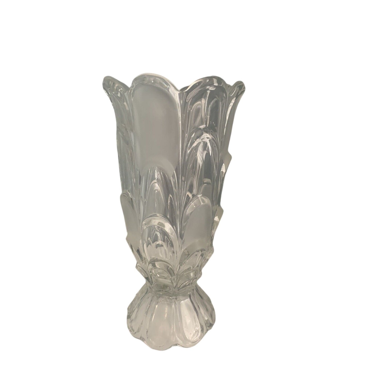 Toscana Bohemia Crystal Vase Layered Flower Petal Design Frosted Accents