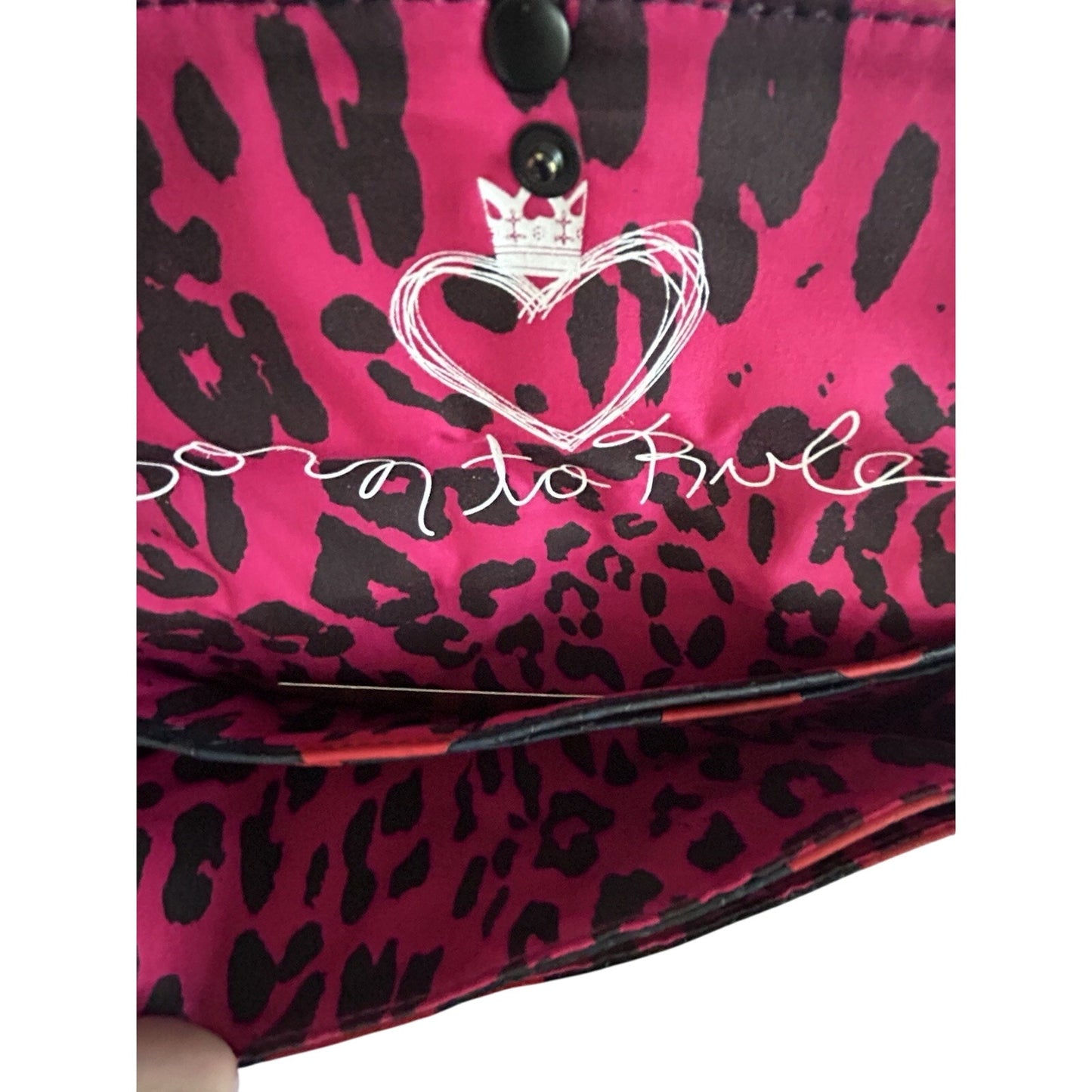 Vera Wang Princess "Born to Rule" Clutch Crossbody Handbag Polka Dots Blue Pink