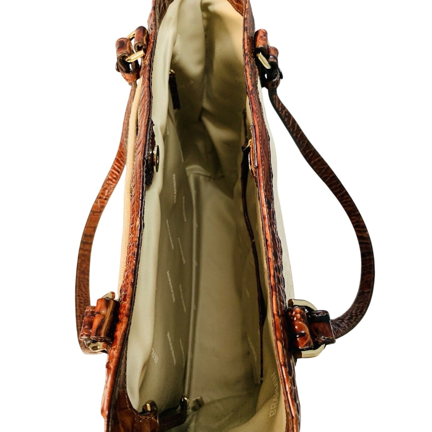 Brahmin Brooke Pecan Pipa Greeting Massachusetts Large Tote Woody New with Tags