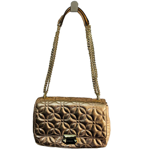 Michael Kors Sloan Gold Chain Quilted Leather Shoulder Bag Rose Gold Shiny New without Tags