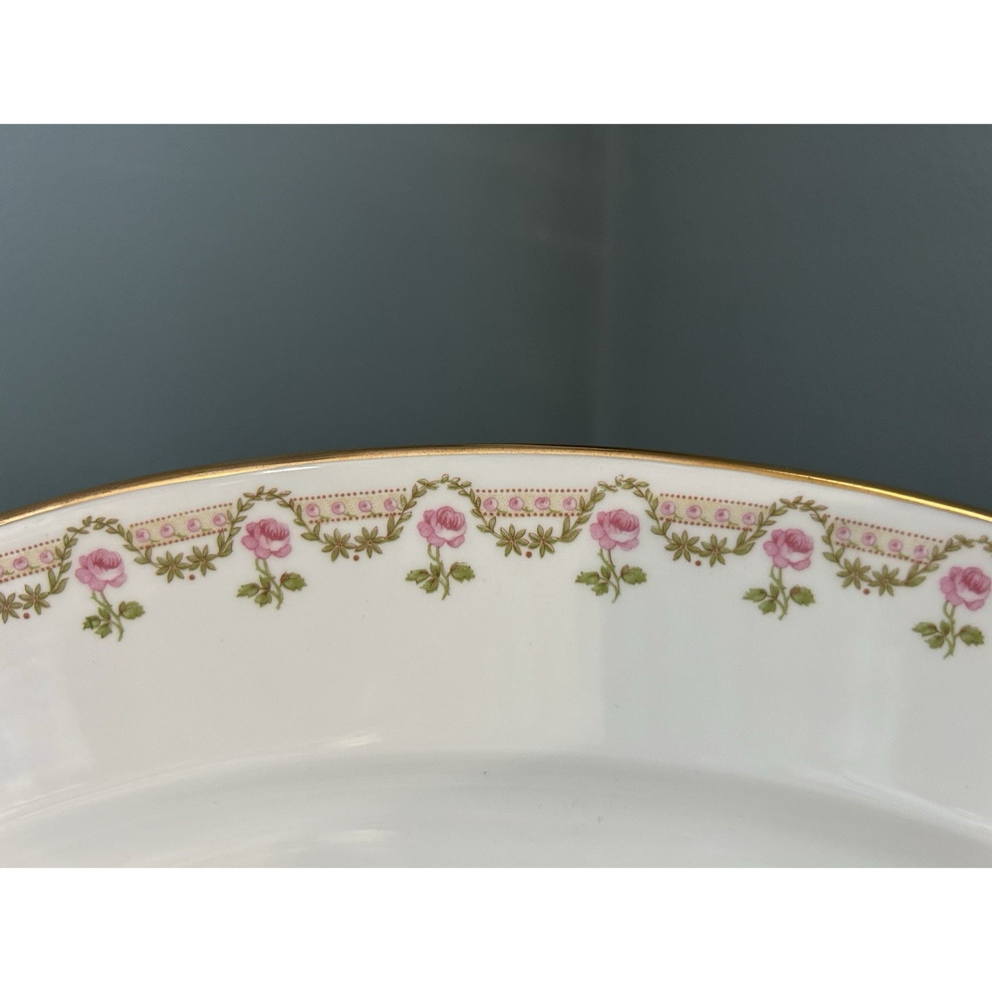 Wm Guerin Limoges Platter 18” Pink Rose Oval Serving Dish GEU19 France Vintage
