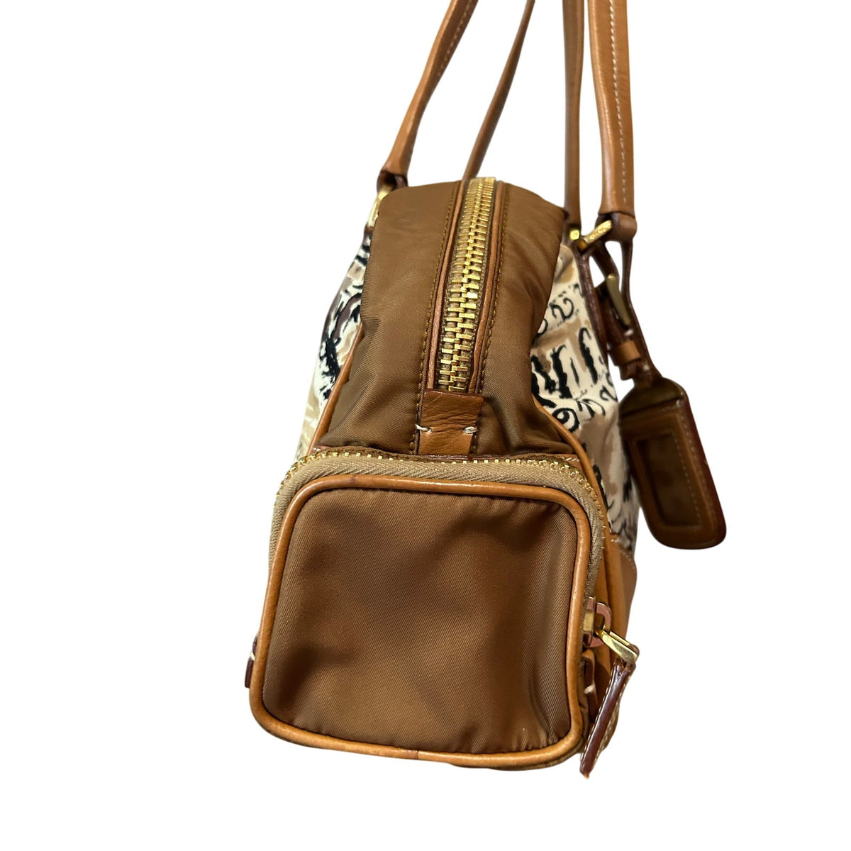 PRADA St. Venez Canapa Vintage Venice Gondola Sketch Print Bauletto Bag Satchel