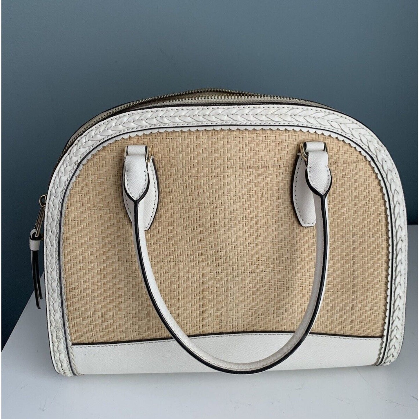 EUC Kate Spade New York Reiley Straw Large Dome Satchel Woven Basket Bag Purse