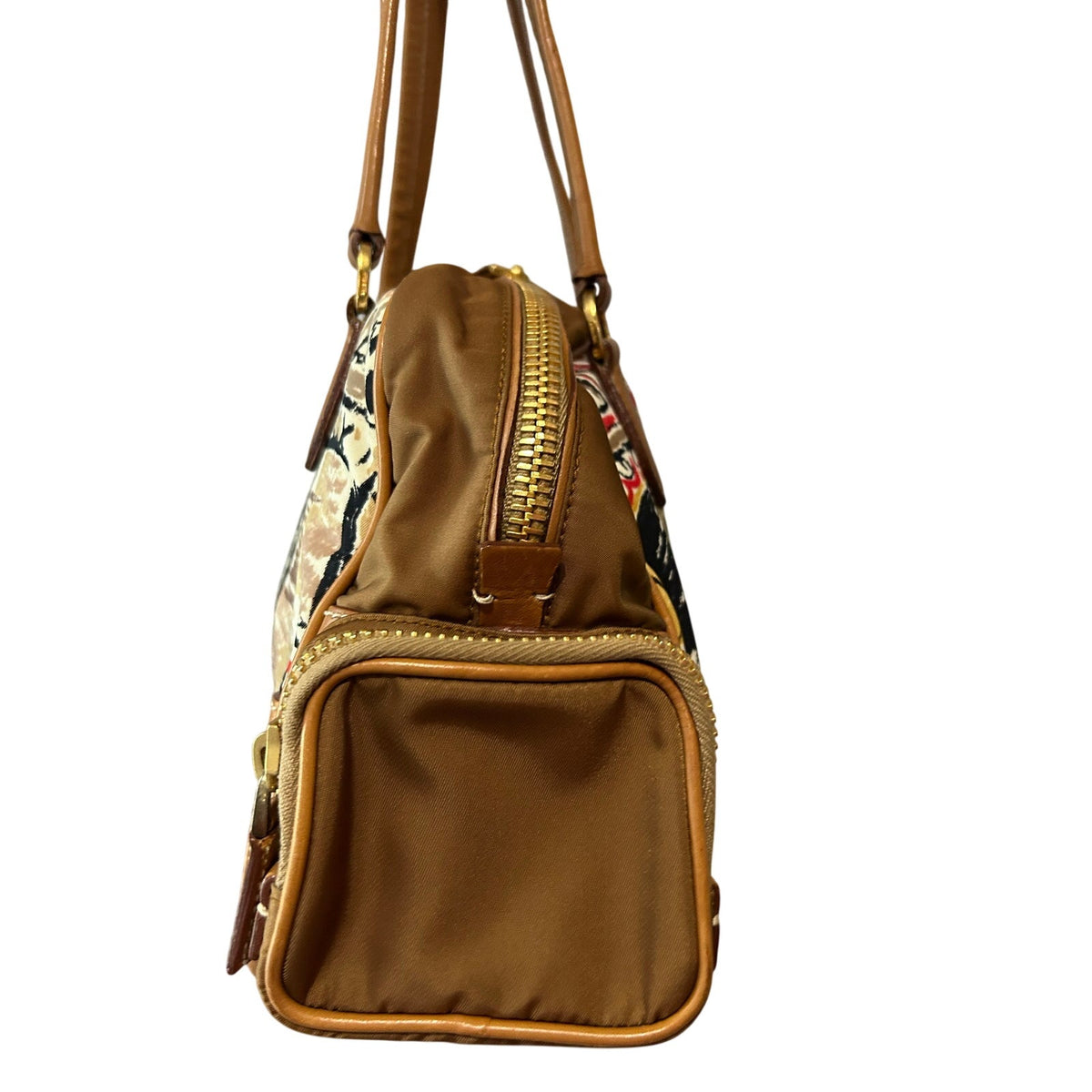 PRADA St. Venez Canapa Vintage Venice Gondola Sketch Print Bauletto Bag Satchel