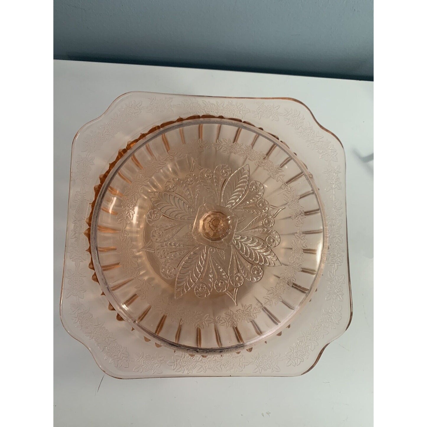 Vintage Jeannette Adam Pink Depression Glass Serving Bowl w/ Lid Vegetable Dish