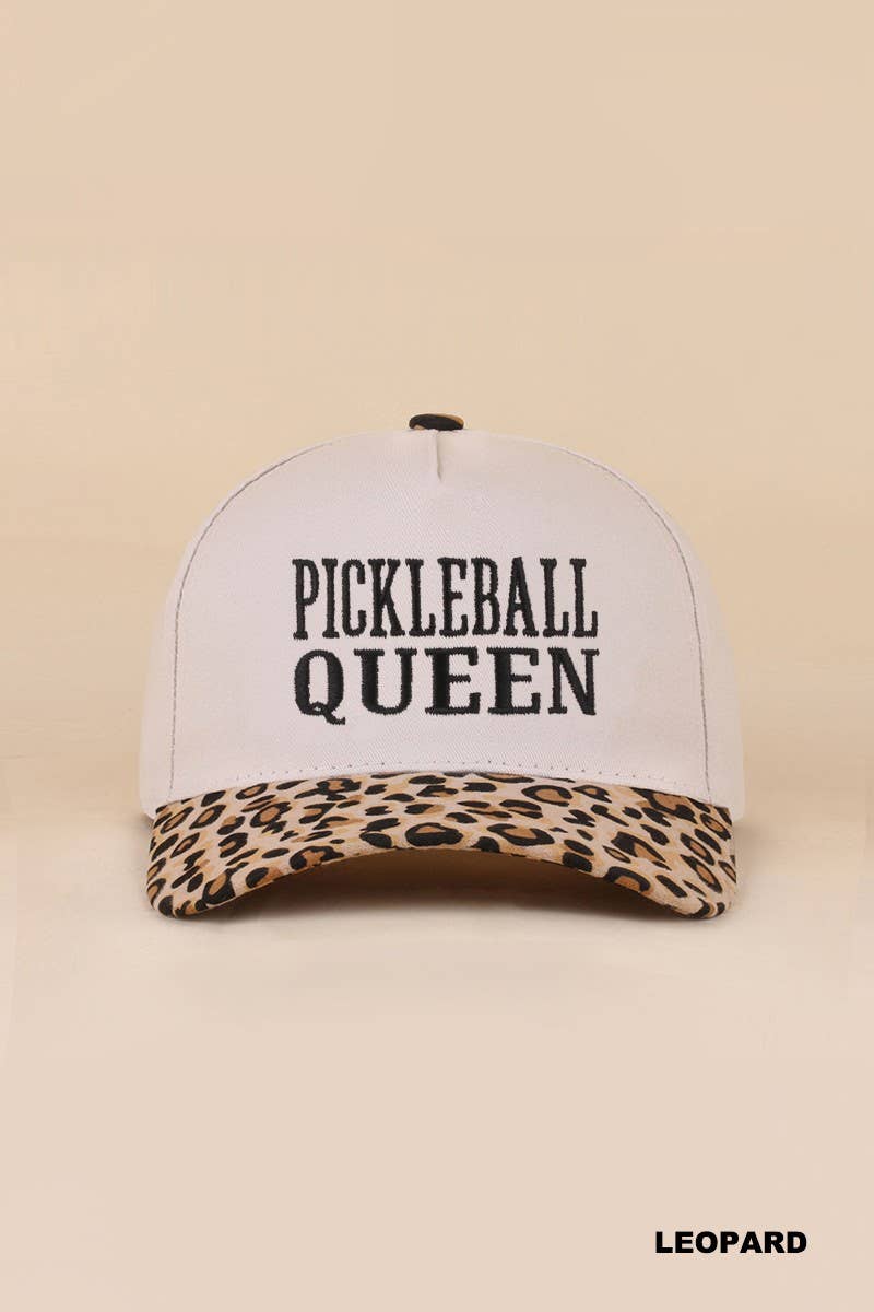 Pickleball Queen Two Tone Snapback Hat: LEOPARD / 1(ONE SIZE)