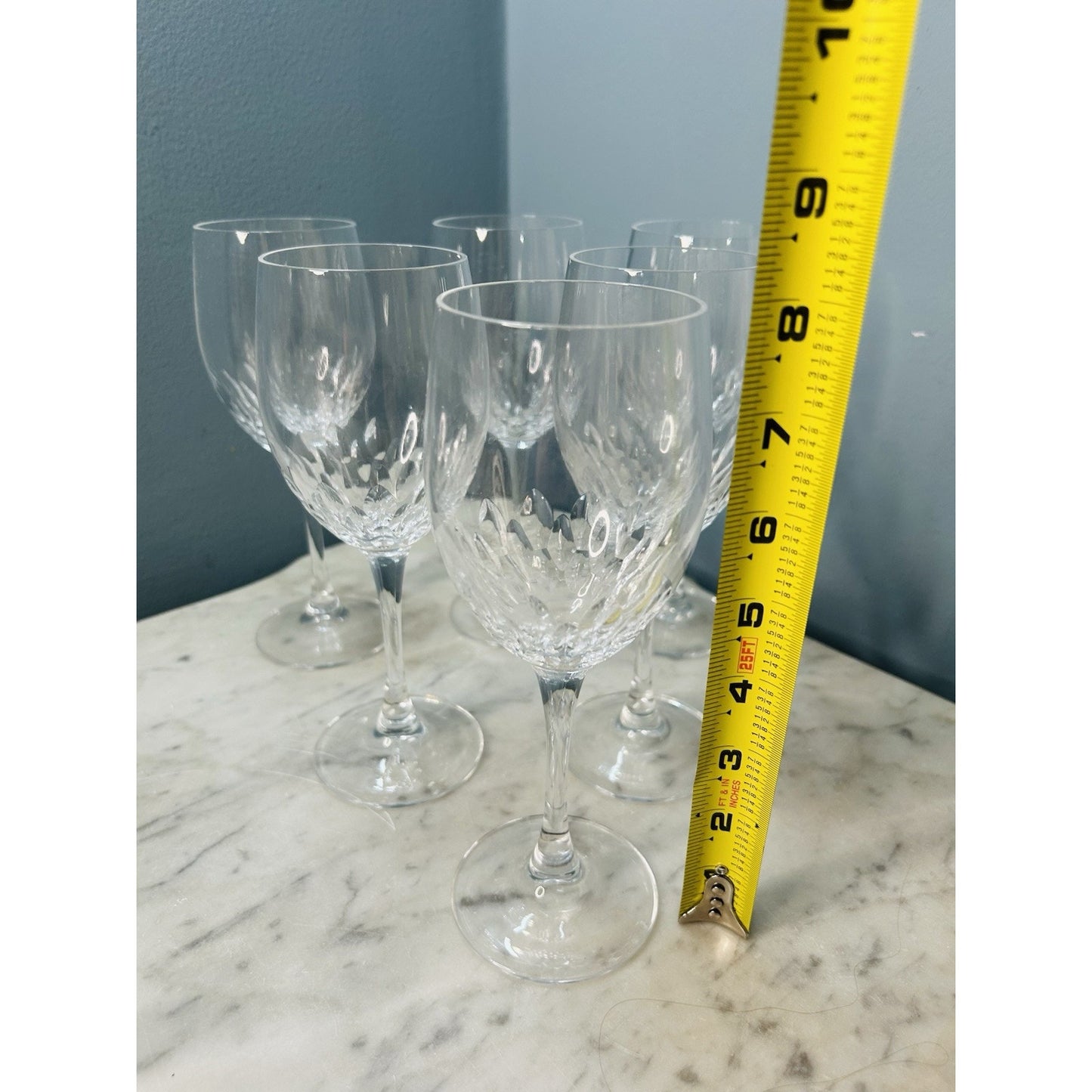 6 Cristal D’Arques-Durand Capella Crystal 8” Wine Glasses Water Goblets Vintage