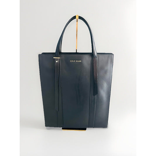 EUC Cole Haan Black Vestry Magazine Leather Tote Bag Handbag