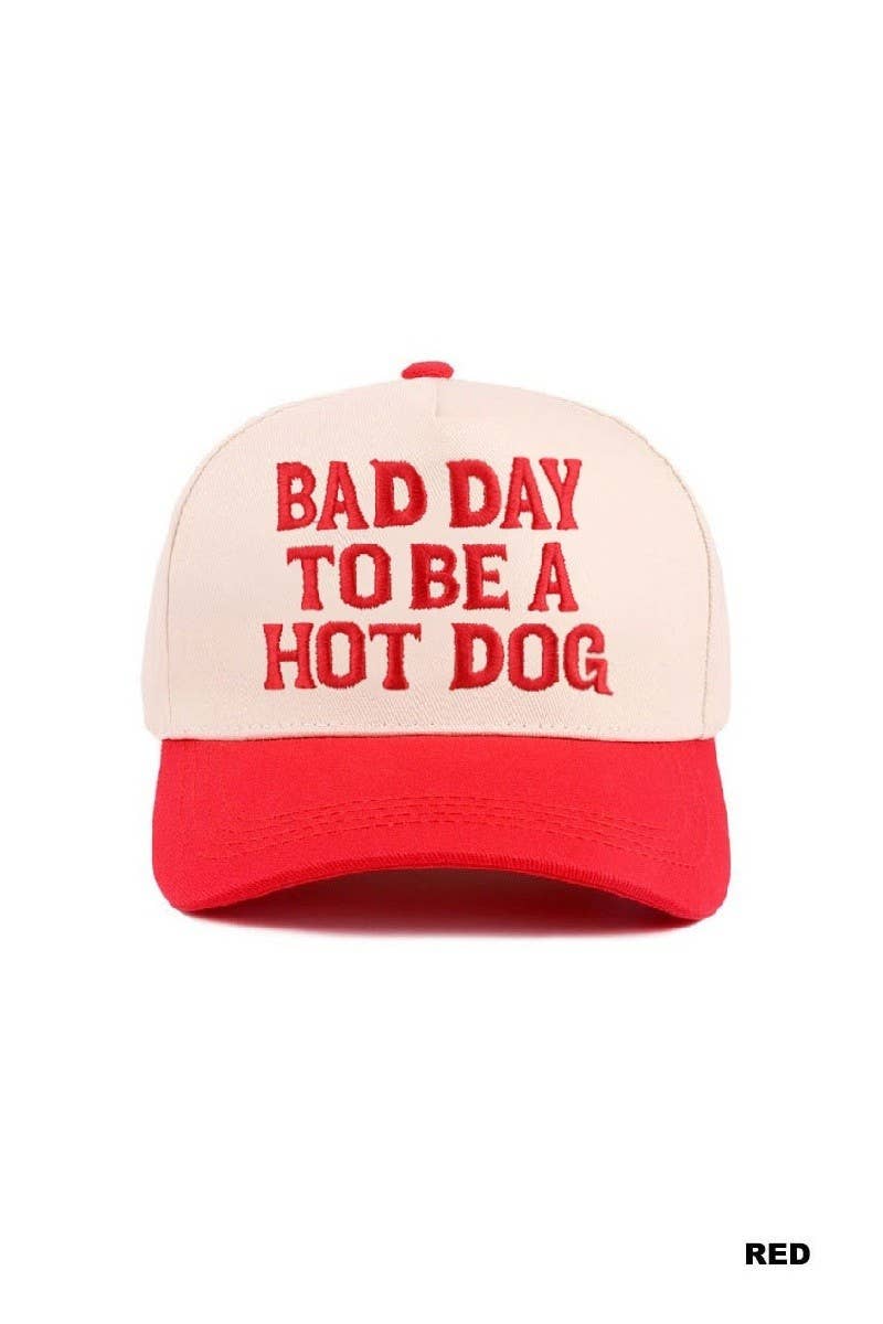 Bad Day To Be A Hot Dog Two Tone Cotton Hat: RED / 1(ONE SIZE)