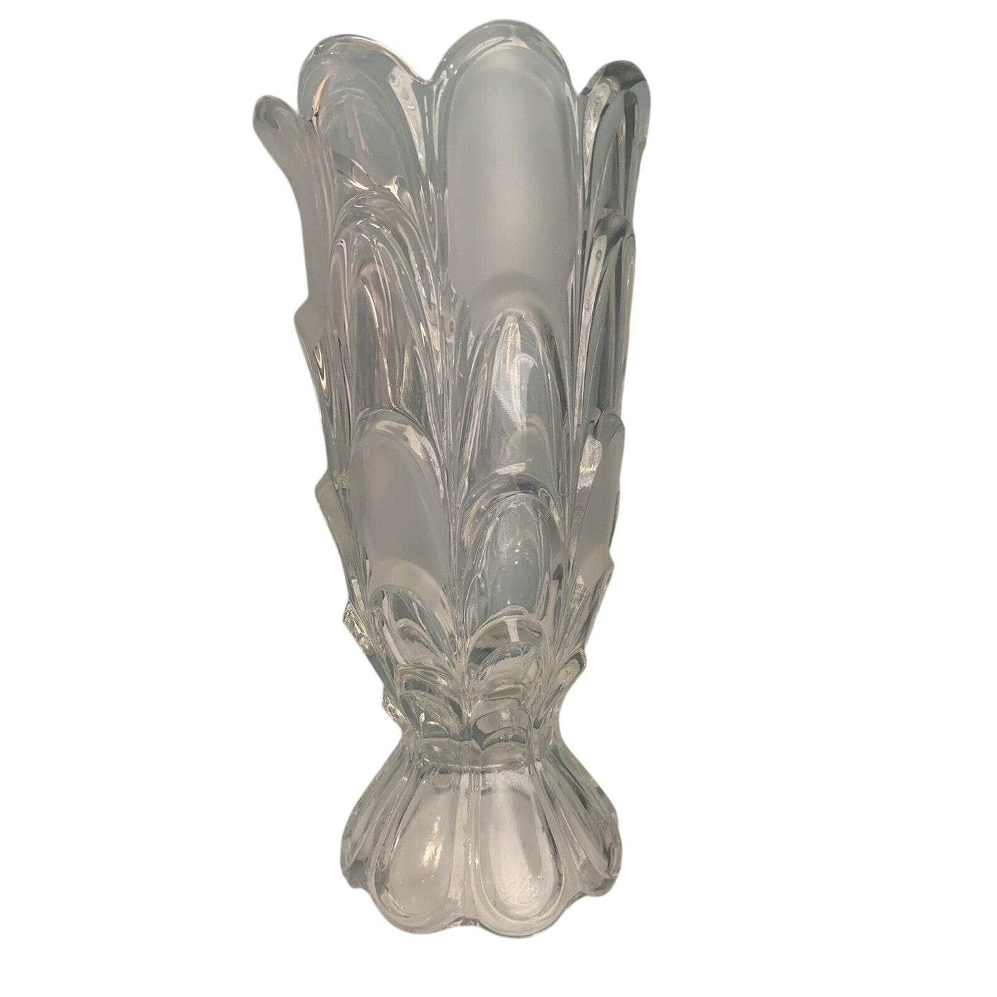 Toscana Bohemia Crystal Vase Layered Flower Petal Design Frosted Accents