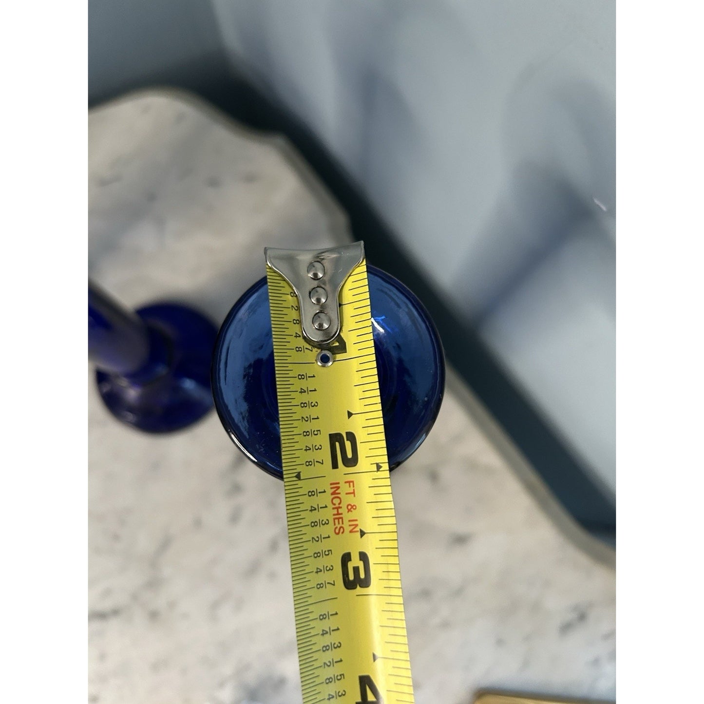 3 Vintage Pier 1 Imports Cobalt Blue Pillar Candle Holder or Vase Recycled Glass