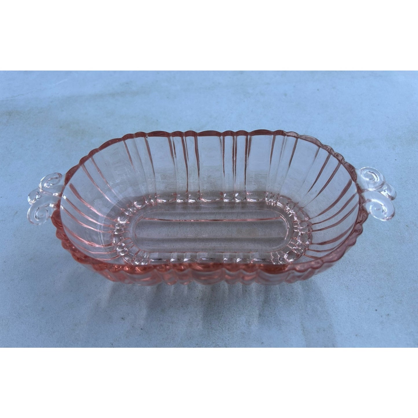 Vintage Old Cafe Pink Depression Glass Oval Olive Nut Bowl Anchor Hocking Small
