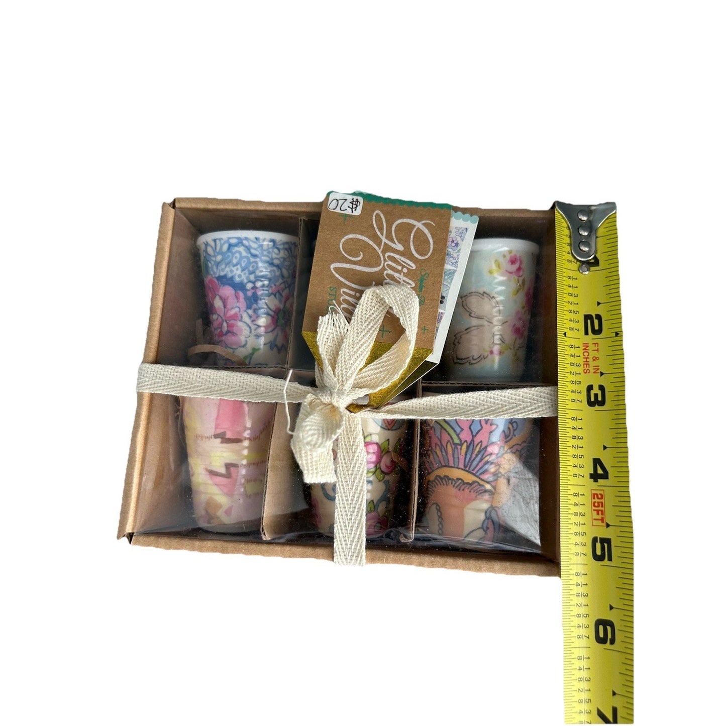 2 Sets of 6 New Glitterville Paris Flea Market Shot Glasses 2.2" Tall Reusable