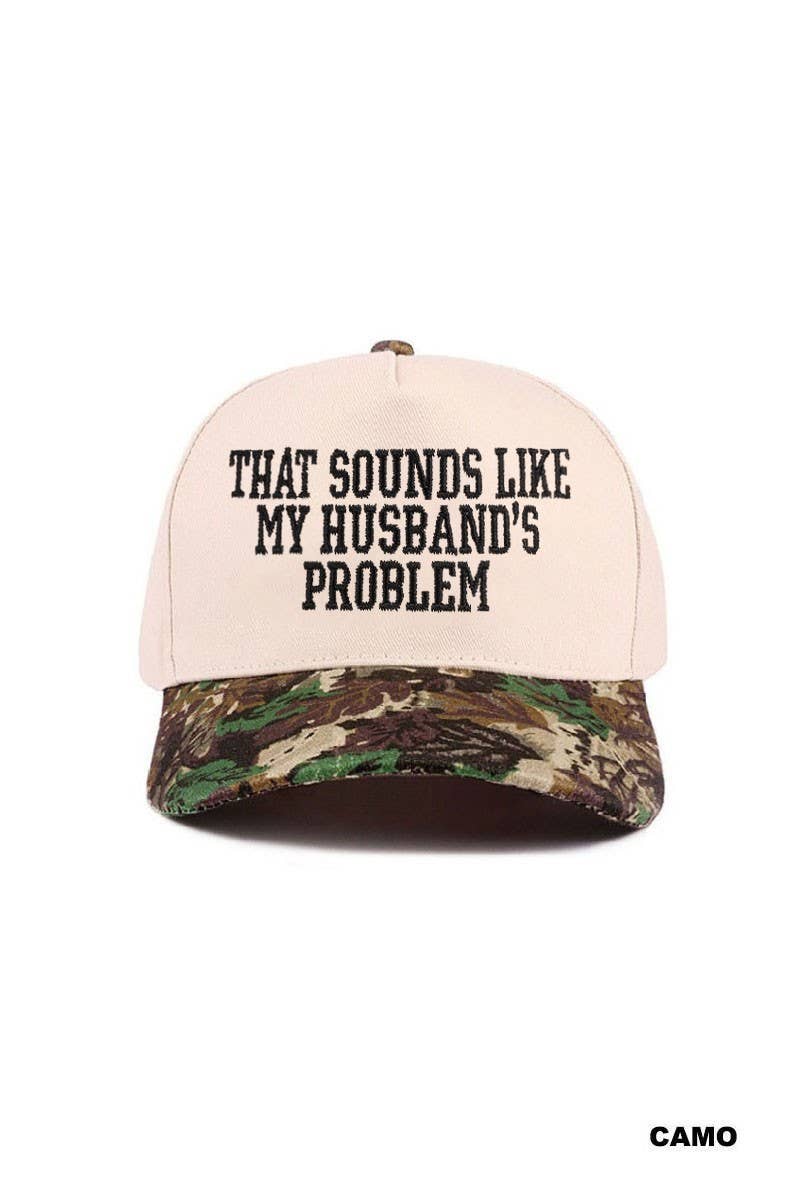 That Sounds Like My Husband's Problem Two Tone Cotton Hat: DK FOREST / 1(ONE SIZE)