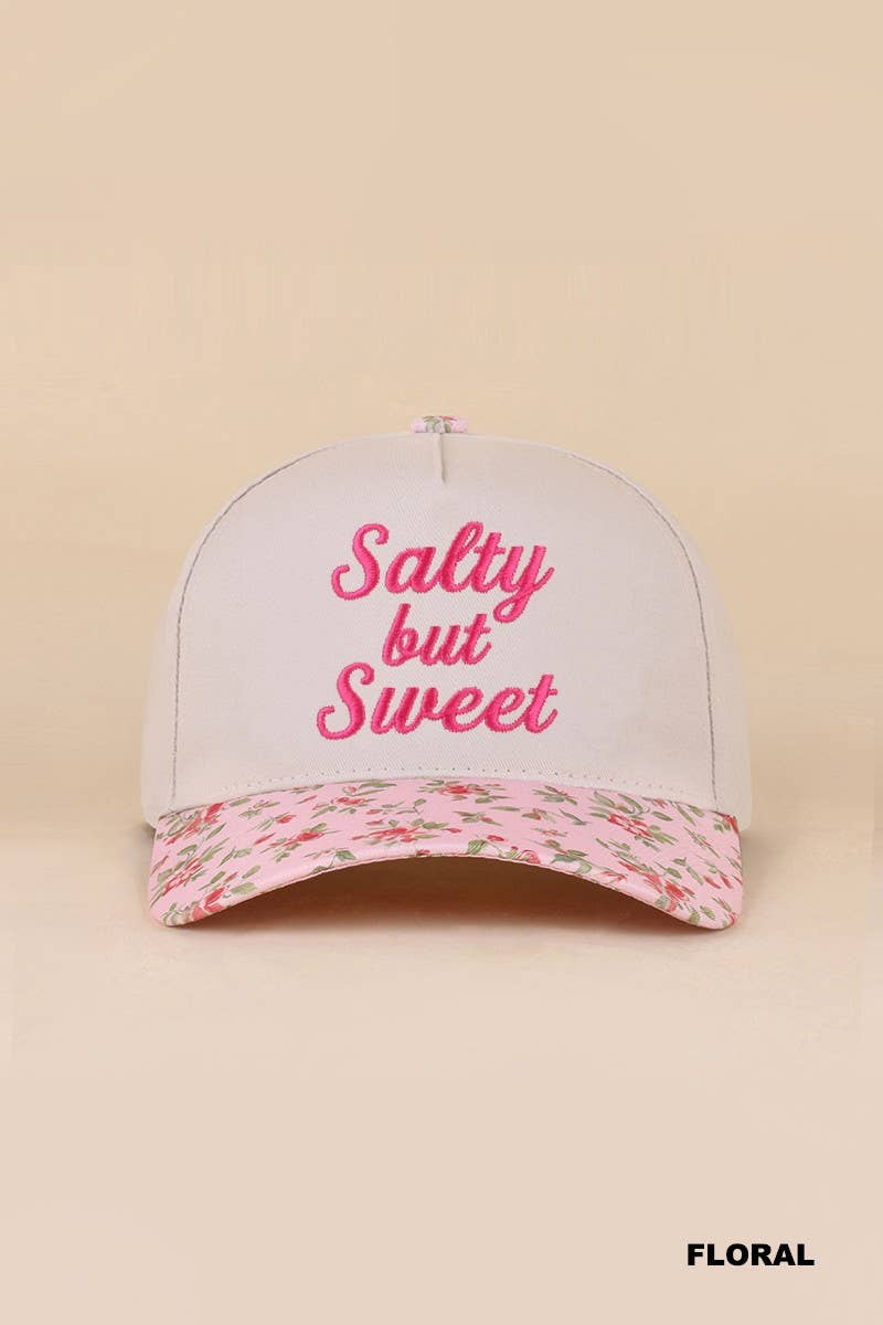 Salty But Sweet Two Tone Snapback Hat: FLORAL / 1(ONE SIZE)