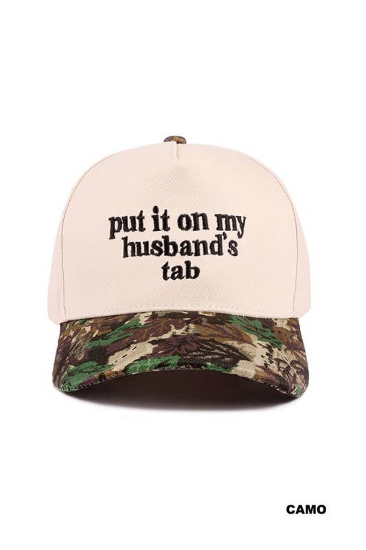 Put It On My Husband's Tab Two-tone Canvas Cotton Cap: DK FOREST / 1 (ONE SIZE)