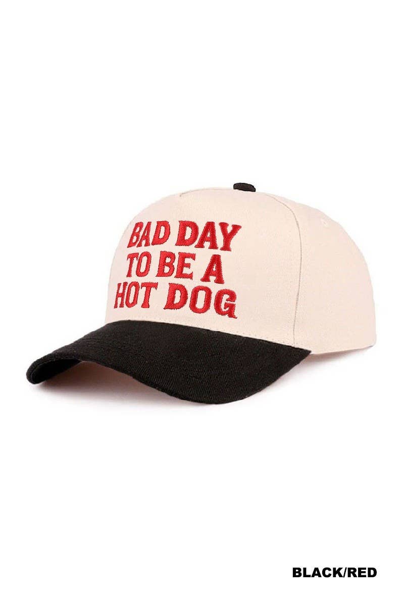 Bad Day To Be A Hot Dog Two Tone Cotton Hat: RED / 1(ONE SIZE)