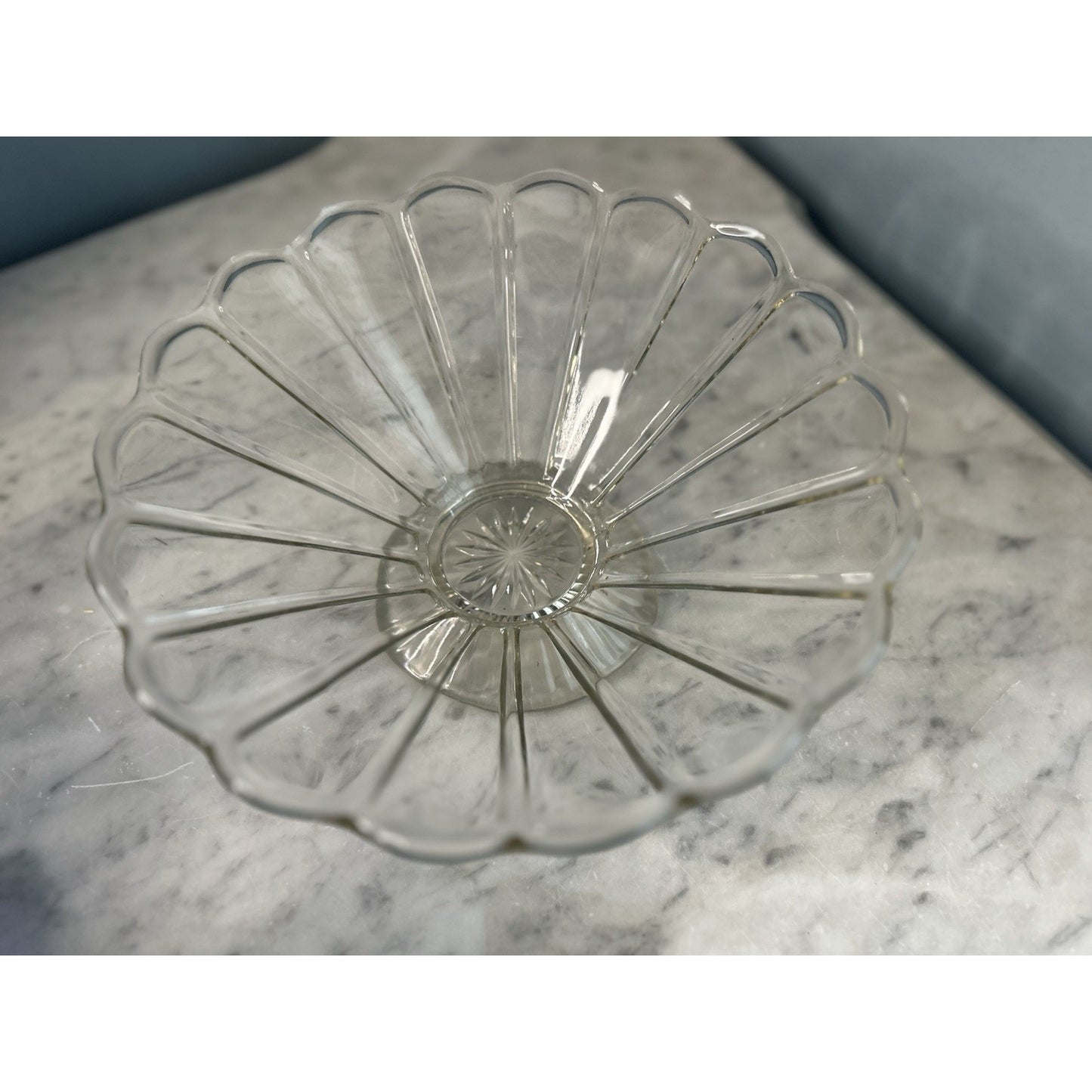 Vintage Colonial Style Paneled Glass Footed Serving Dish Bowl Imperial Glass ?