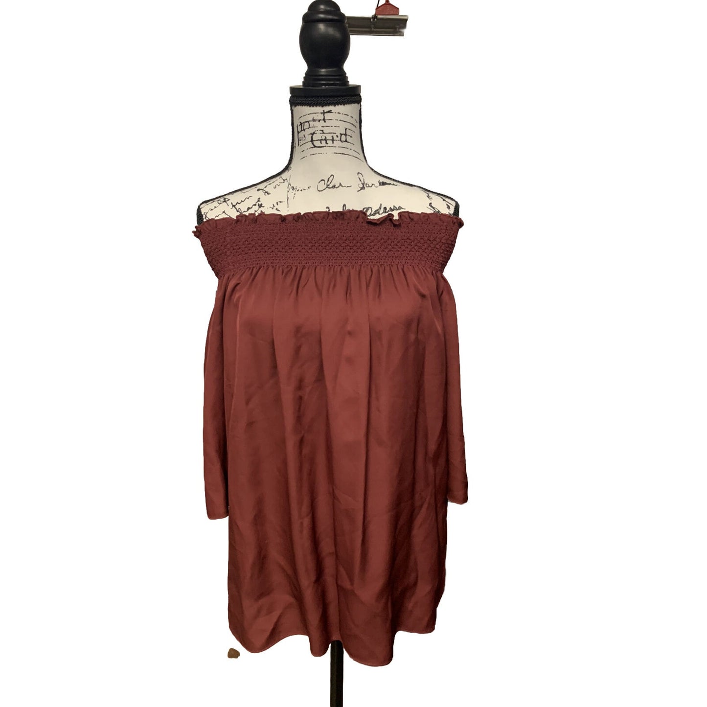 NWT Theory 100% Silk Elistaire Off Shoulder Blouse Black Cherry Small MSRP 295