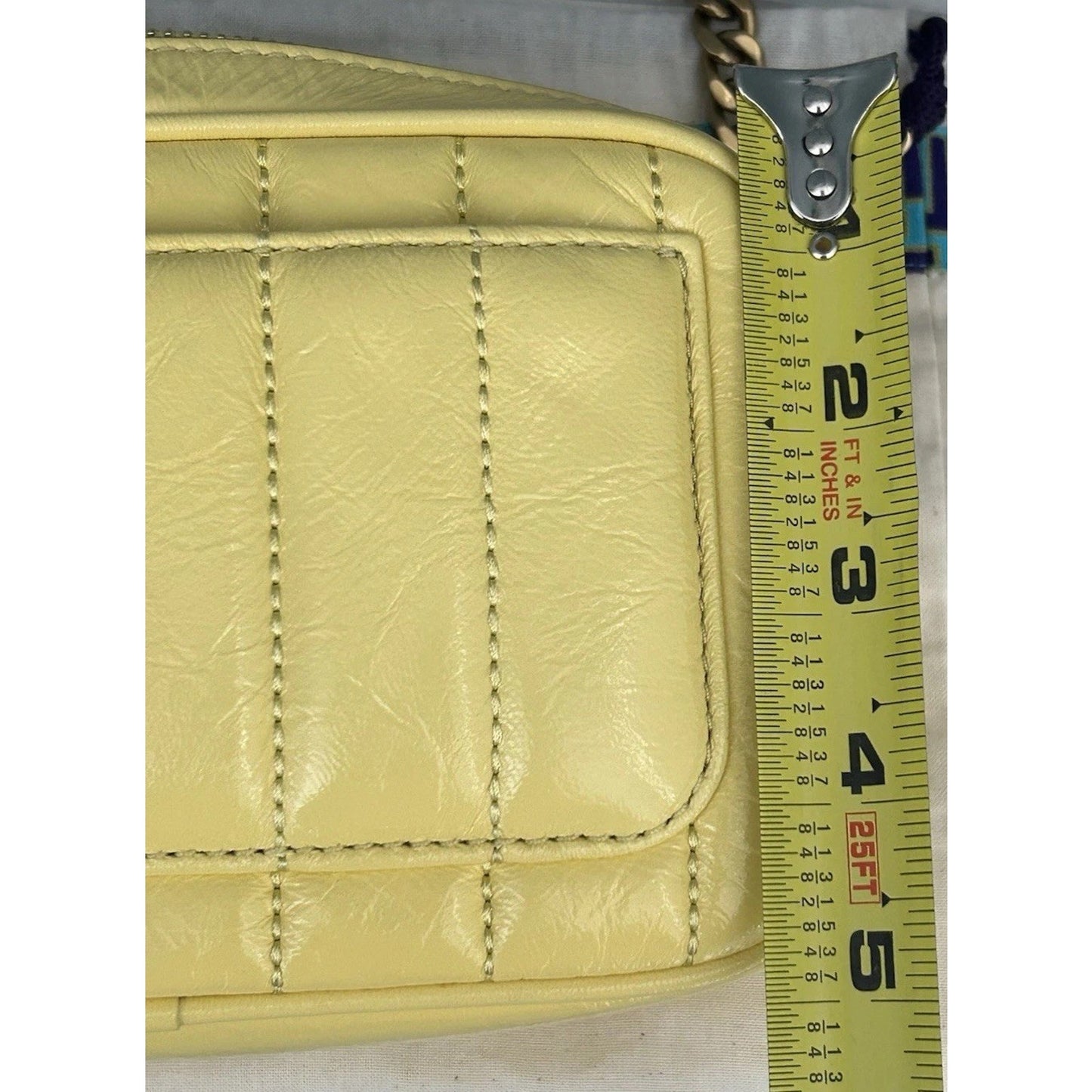 NWT Tory Burch Kira Patent Camera Bag Lemon Yellow 142808 Puffy Crossbody Mini