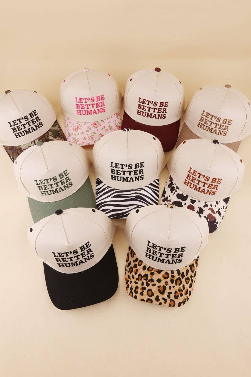 Let's Be Better Humans Two Tone Snapback Hat: DK FOREST / 1(ONE SIZE)