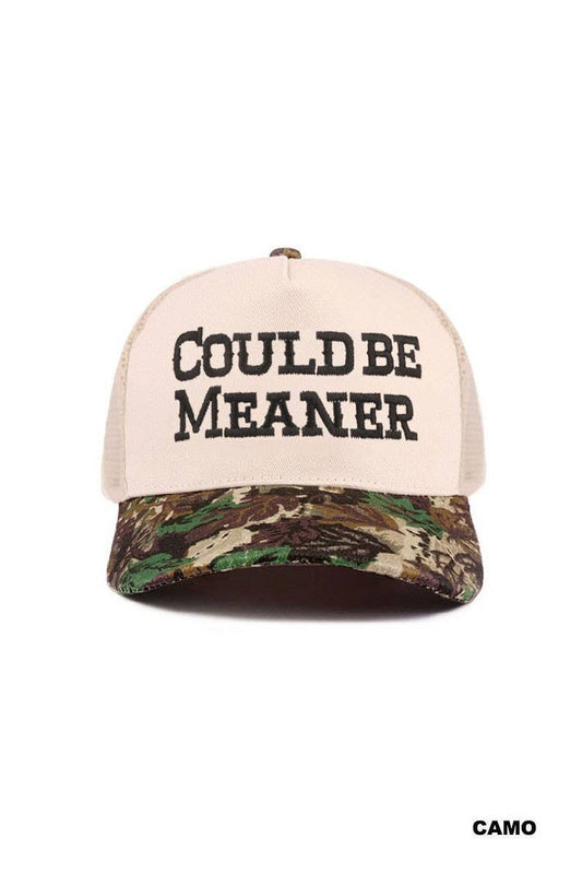 Could Be Meaner Two Tone Mesh Snapback Hat: CAMO / 1(ONE SIZE)