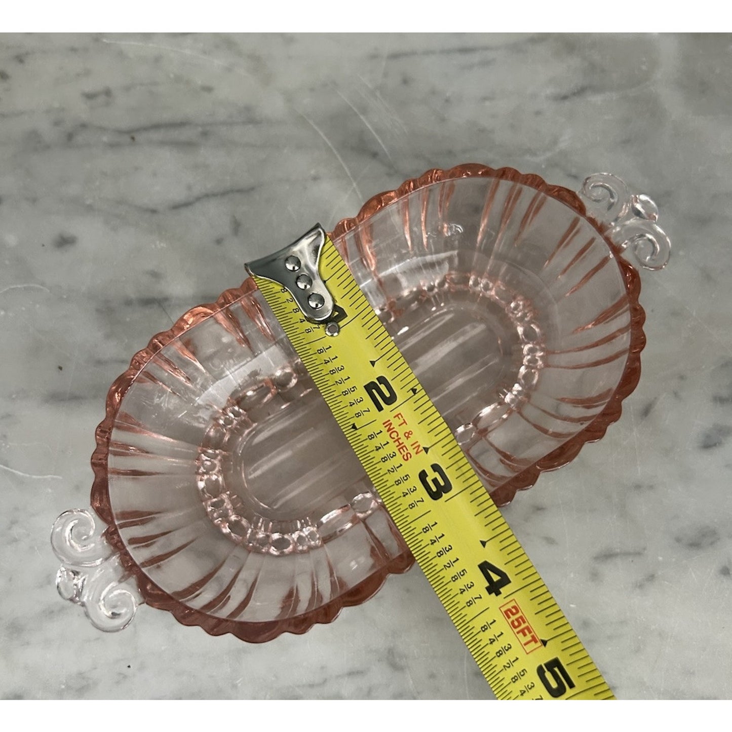 Vintage Old Cafe Pink Depression Glass Oval Olive Nut Bowl Anchor Hocking Small