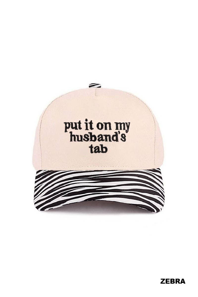 Put It On My Husband's Tab Two-tone Canvas Cotton Cap: FLORAL / 1 (ONE SIZE)