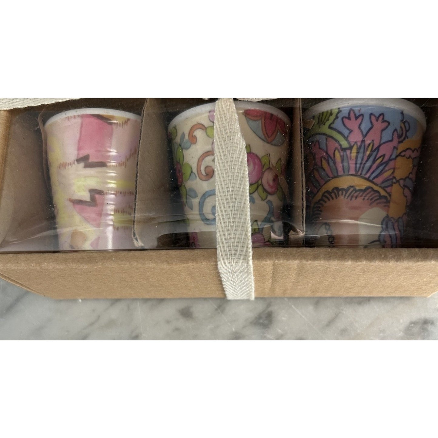 2 Sets of 6 New Glitterville Paris Flea Market Shot Glasses 2.2" Tall Reusable