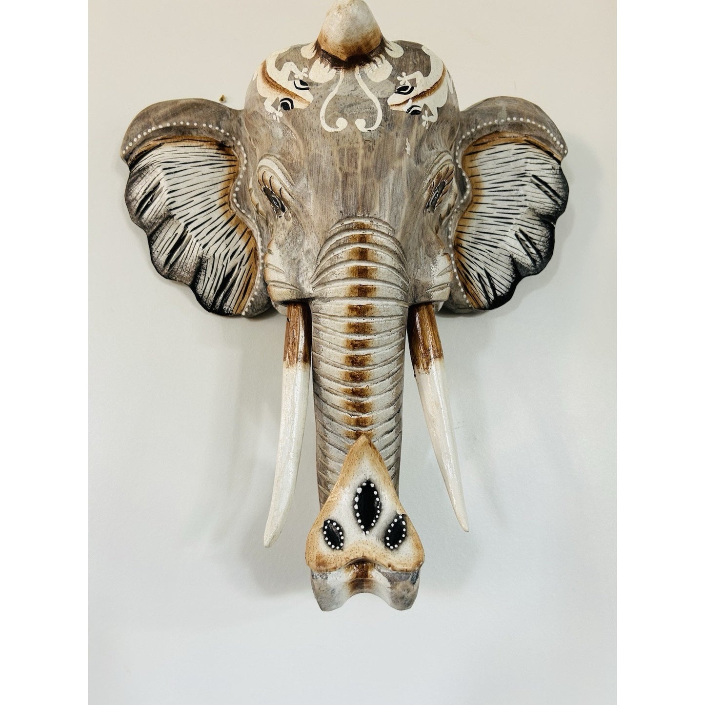 New Hand Carved Wooden Elephant Wall Hanging Costa Rica Jungle Animal Pura Vida